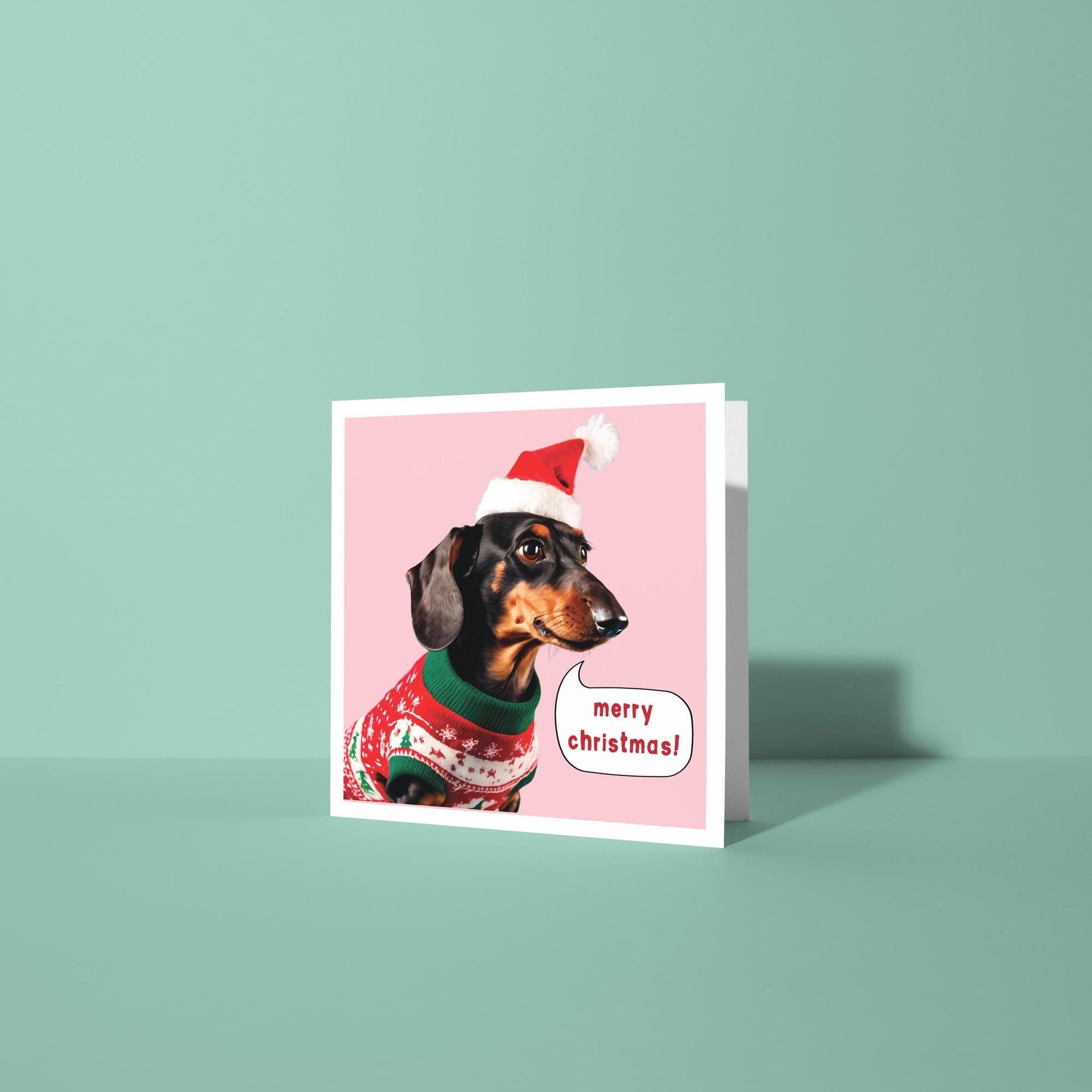 Sausage Dog Merry Christmas - Christmas Card