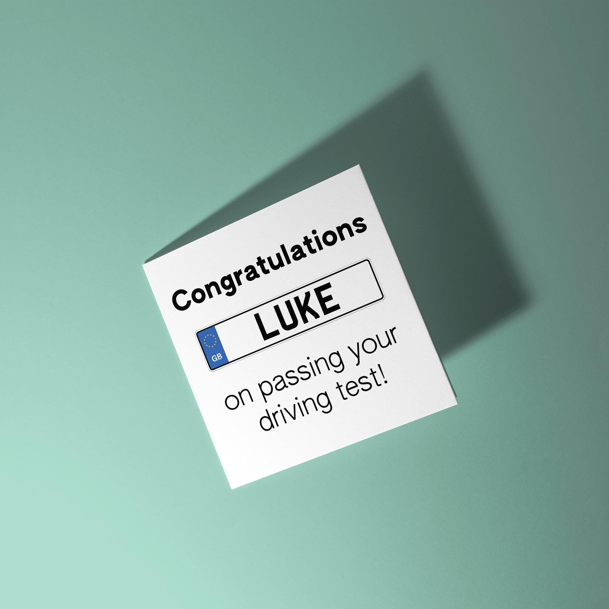 Congratulations Personalised Licence Plate - Congratulations On Passing Your Driving Test Card