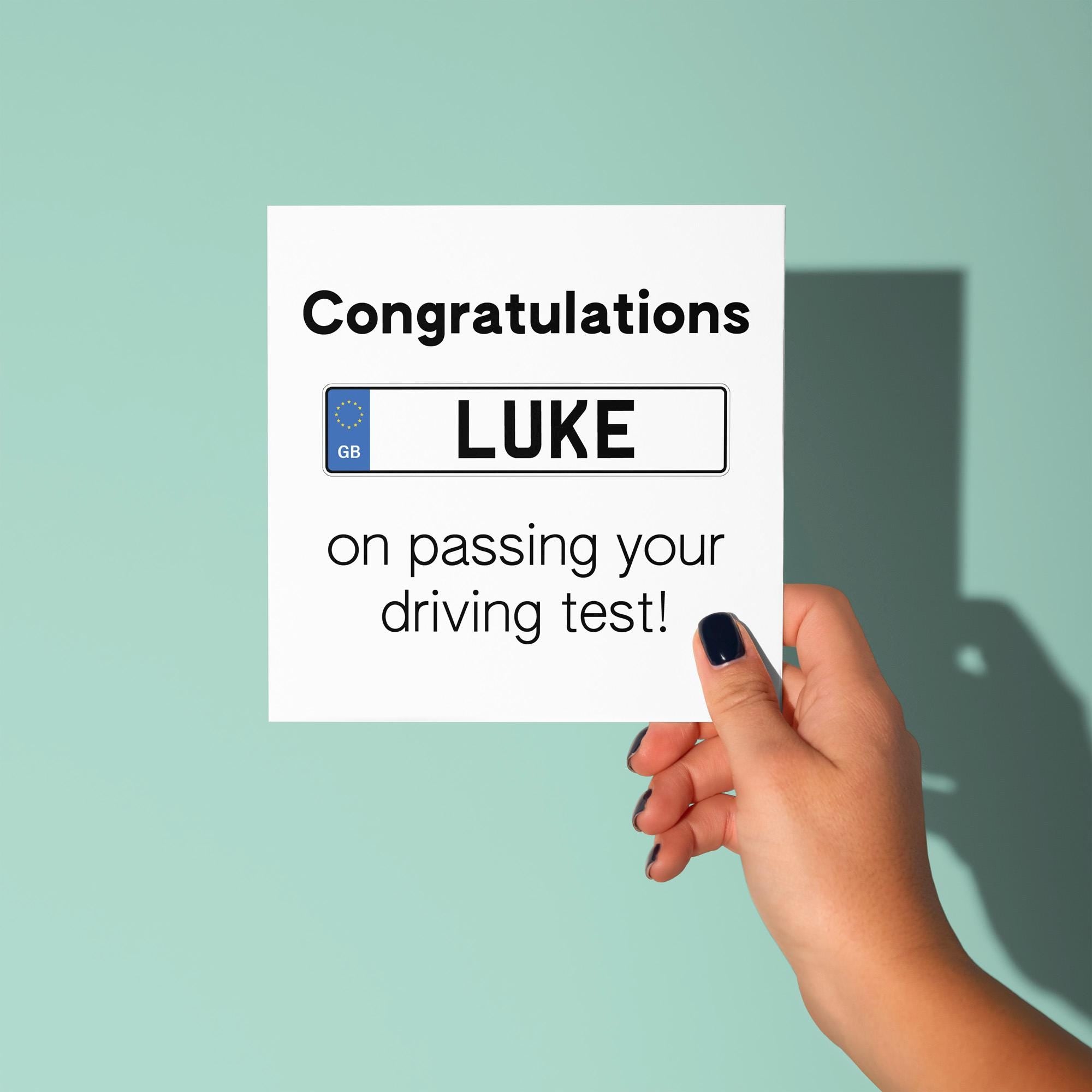 Congratulations Personalised Licence Plate - Congratulations On Passing Your Driving Test Card