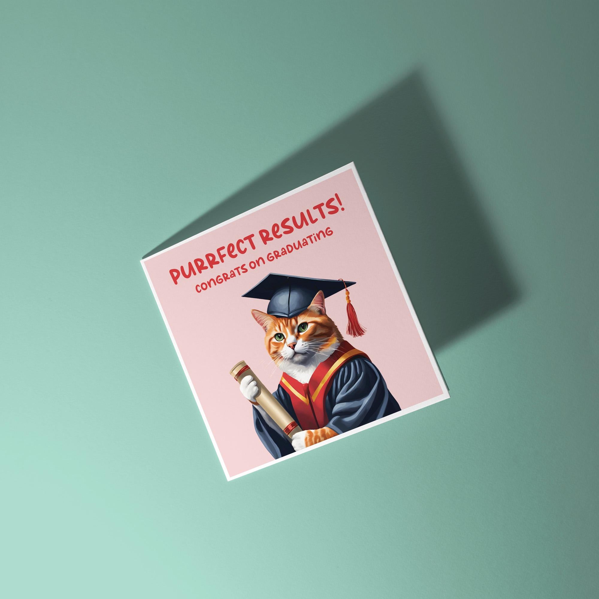 Purrfect Results - Graduation Congratulations Card