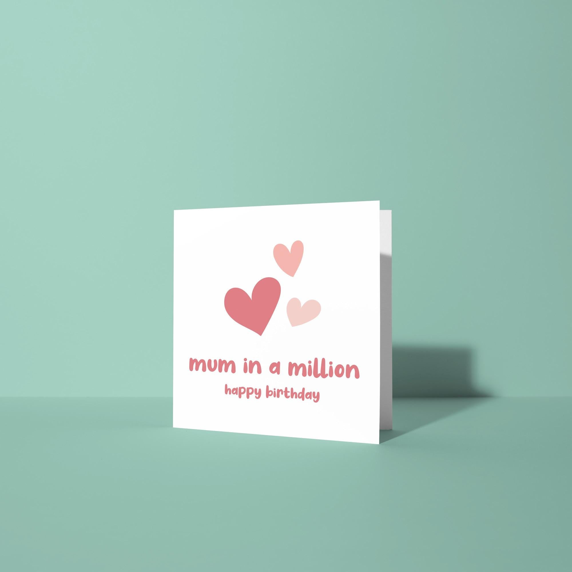 Mum In A Million, Happy Birthday - Birthday Card for Mum