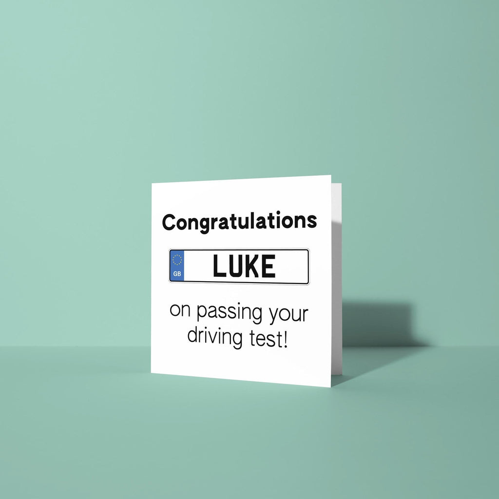 Congratulations Personalised Licence Plate - Congratulations On Passing Your Driving Test Card