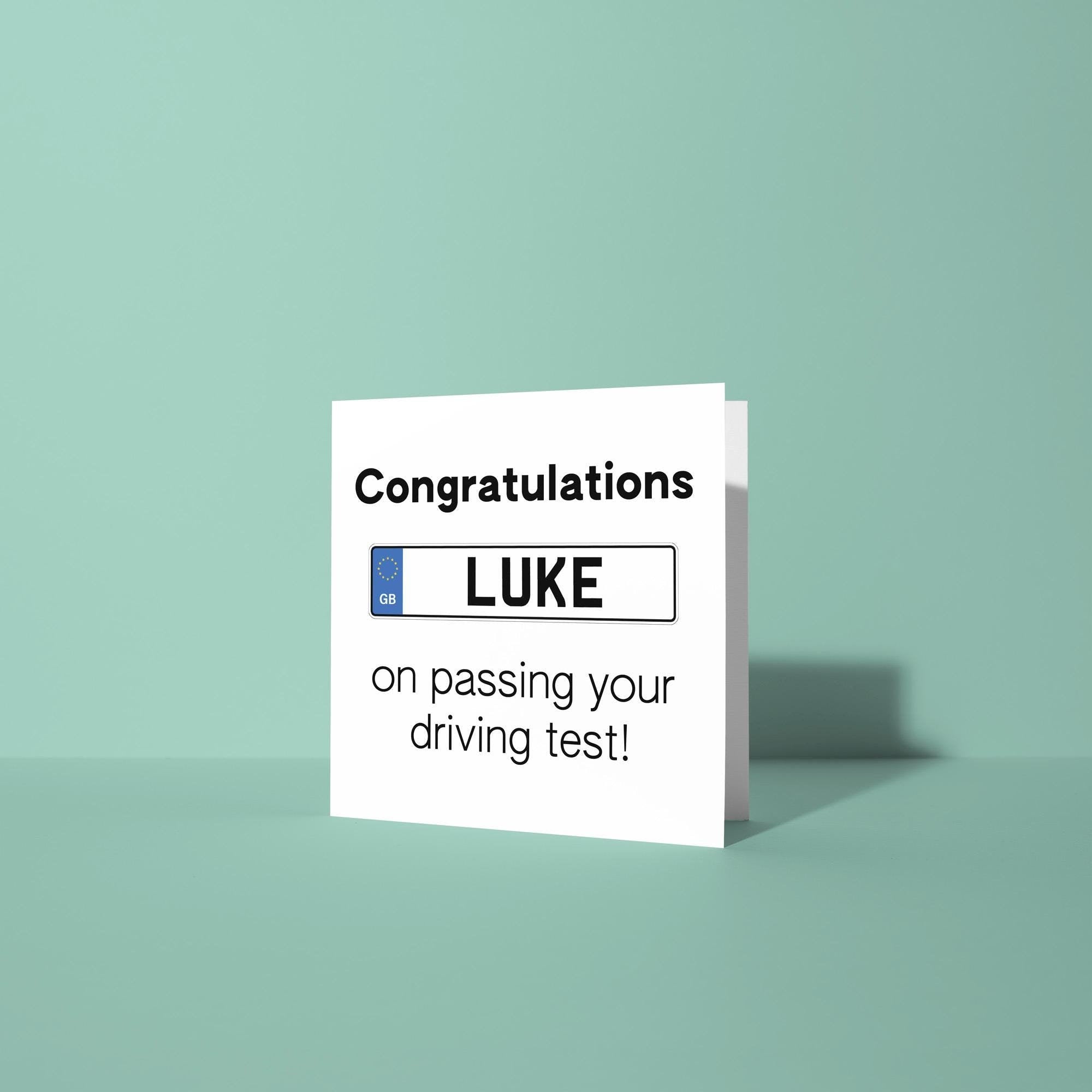 Congratulations Personalised Licence Plate - Congratulations On Passing Your Driving Test Card