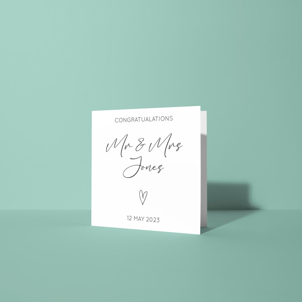 Congratulations Personalised Date - Wedding Card