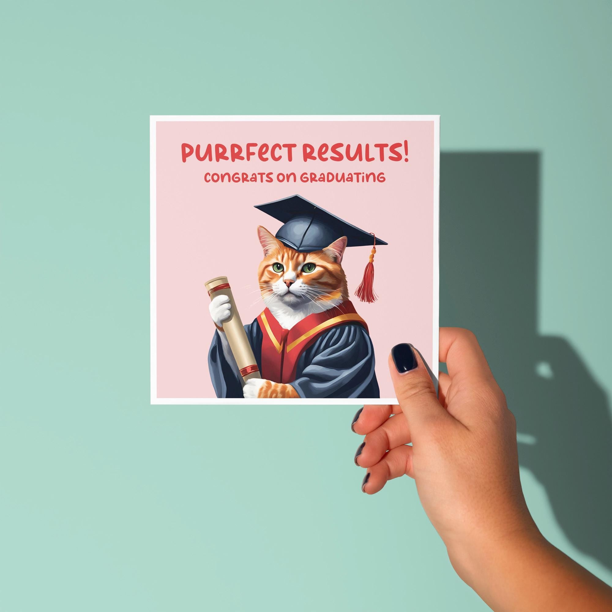 Purrfect Results - Graduation Congratulations Card