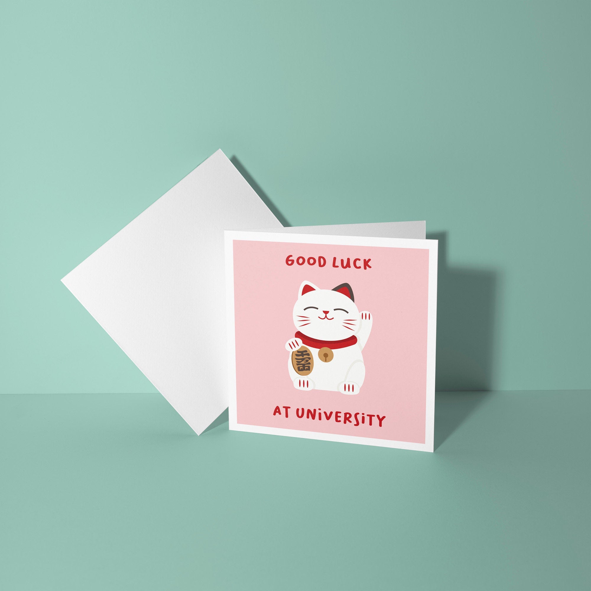 Lucky Fortune Cat - Good Luck At University Card