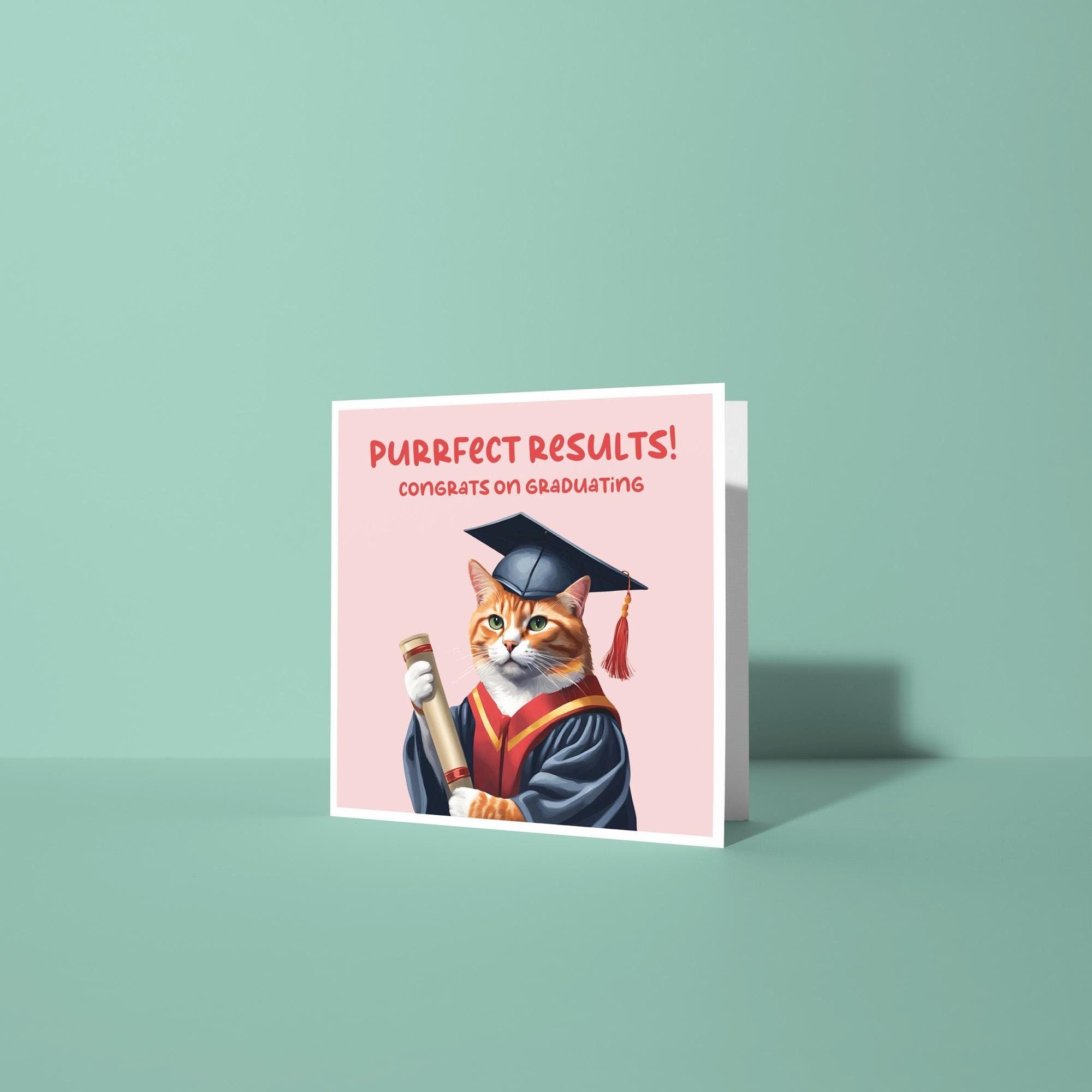 Purrfect Results - Graduation Congratulations Card