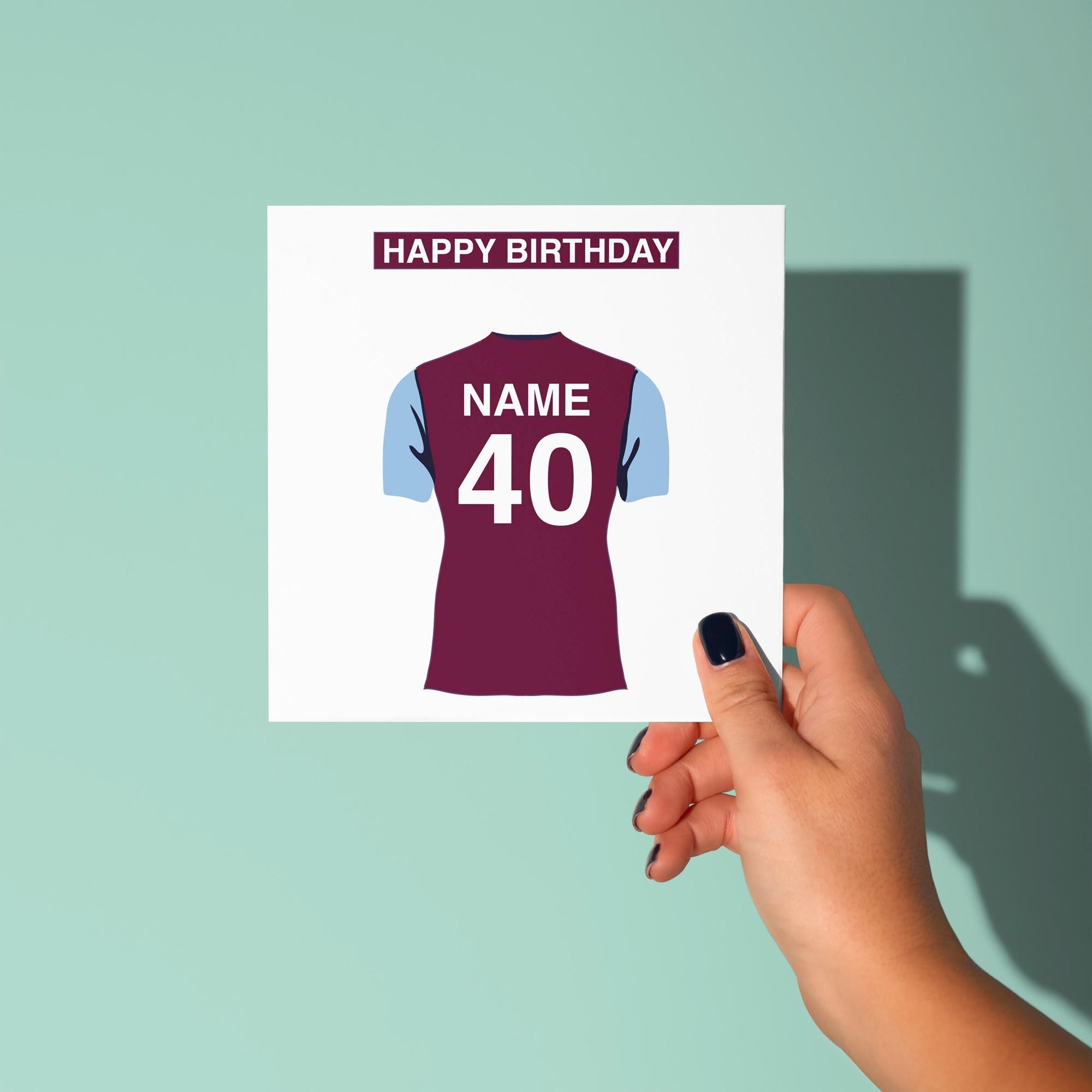 Aston Villa Themed Personalised Birthday Card