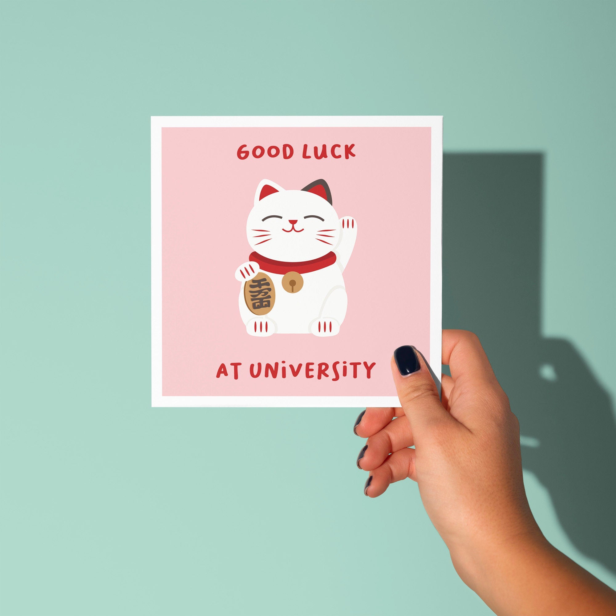 Lucky Fortune Cat - Good Luck At University Card