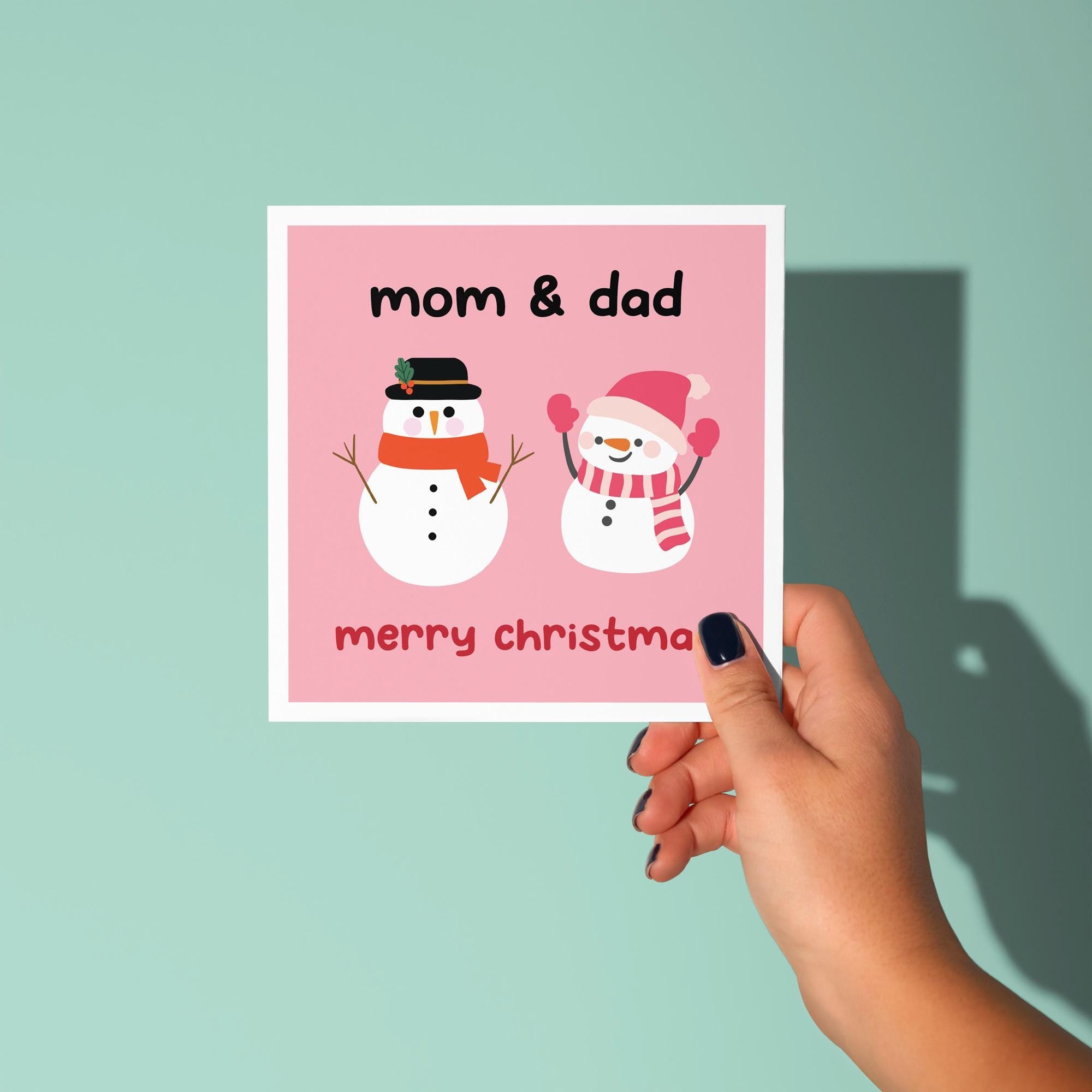 Mom and Dad Snowmen - Christmas Card for Parents