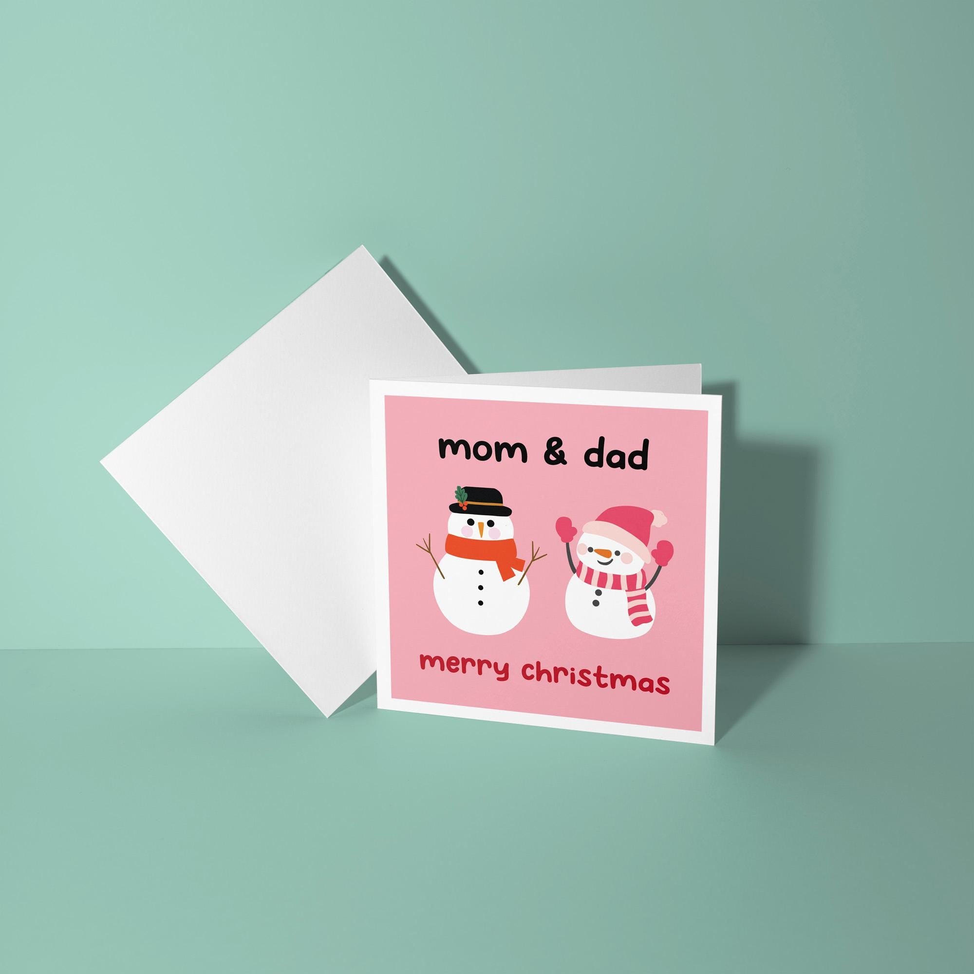 Mom and Dad Snowmen - Christmas Card for Parents