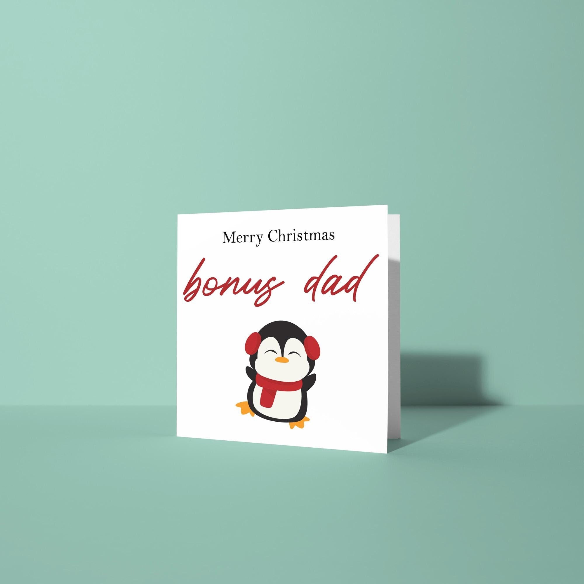 Merry Christmas Bonus Dad - Christmas Card for Step Dad