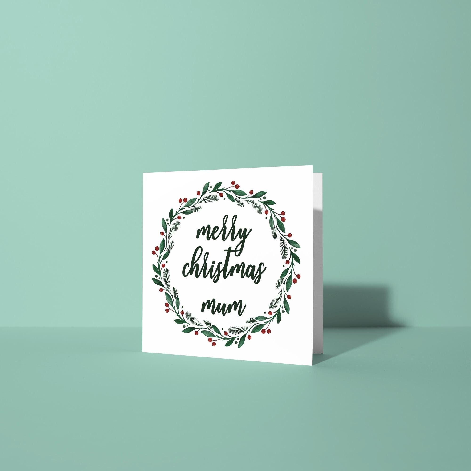 Merry Christmas Mum Wreath - Christmas Card for Mom