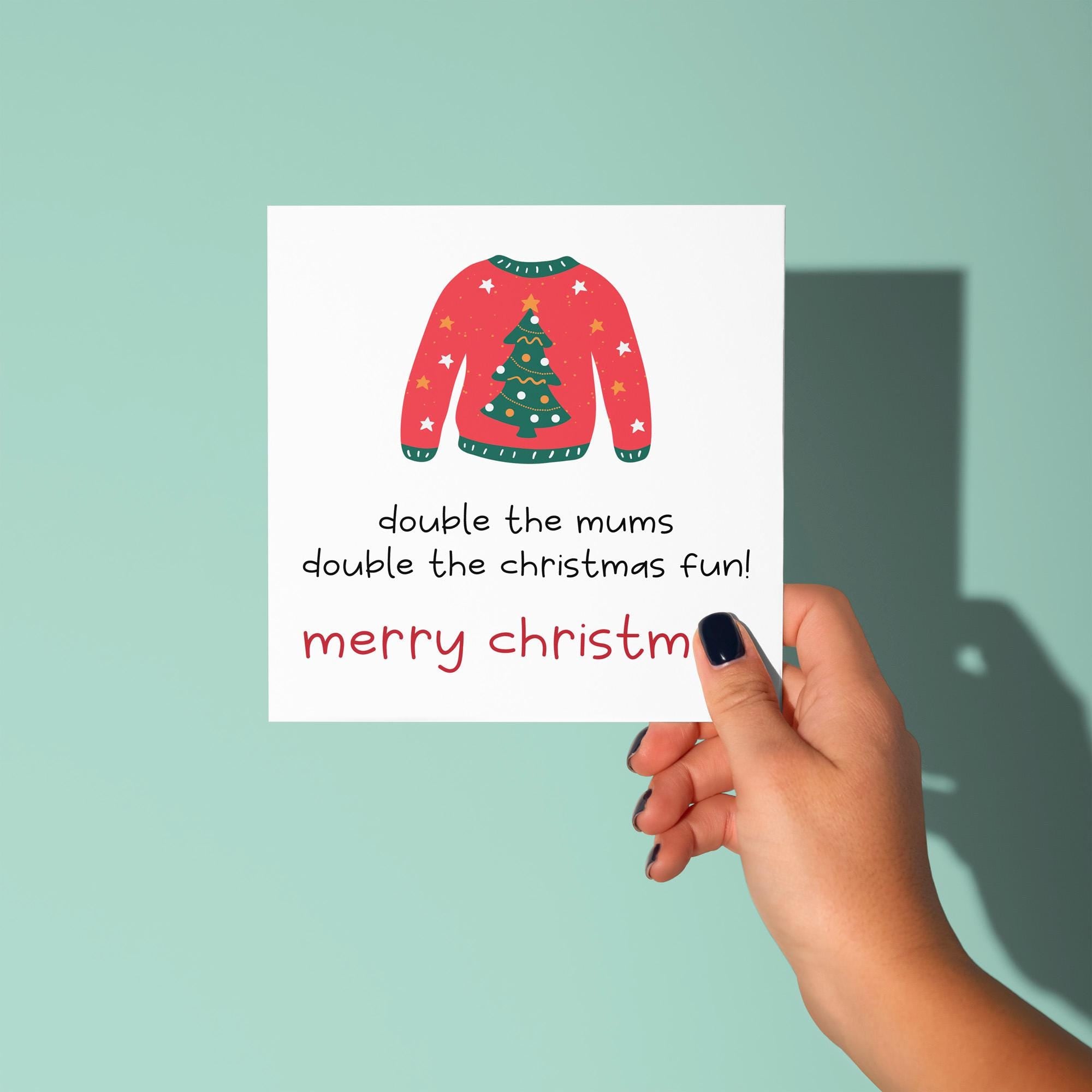 Double the Dads or Mums Double The Fun - Christmas Card for LGBTQ Parents