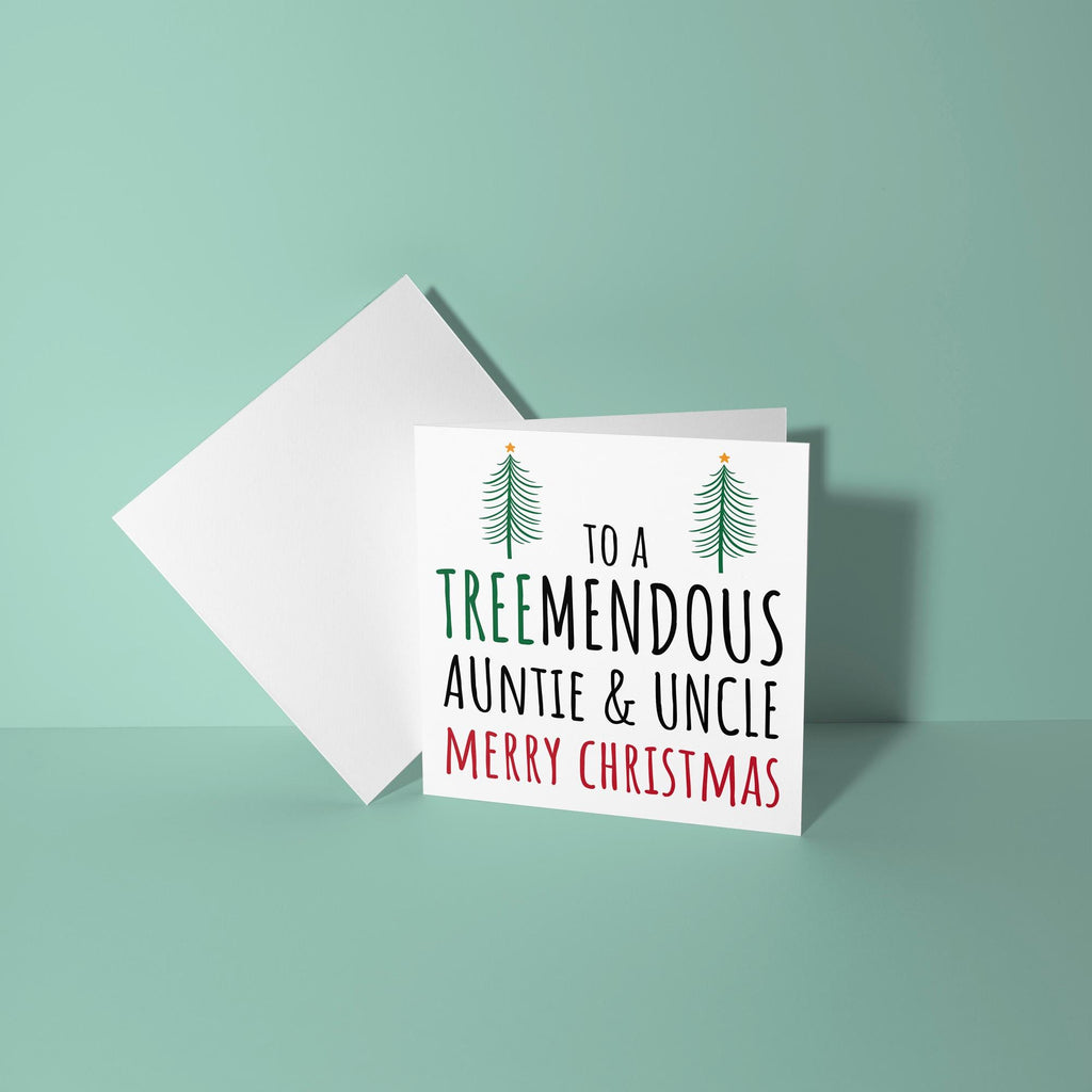 To A Treemendous Auntie and Uncle - Christmas Card for Auntie & Uncle