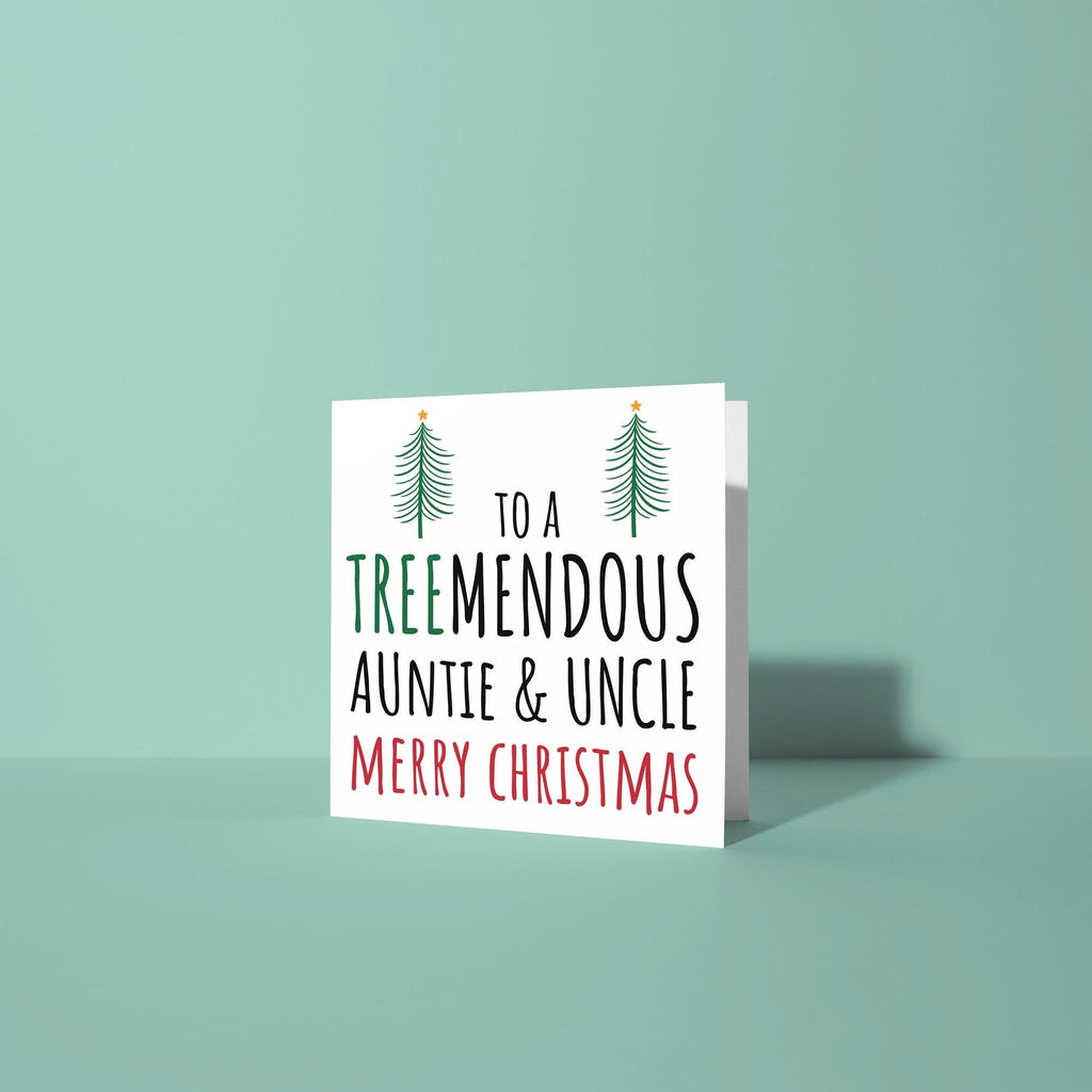 To A Treemendous Auntie and Uncle - Christmas Card for Auntie & Uncle