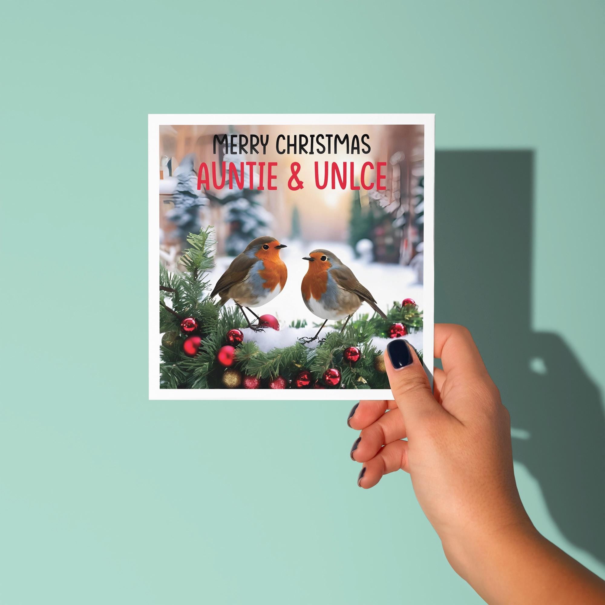 Auntie and Uncle Robin Scenes - Christmas Card for Auntie & Uncle