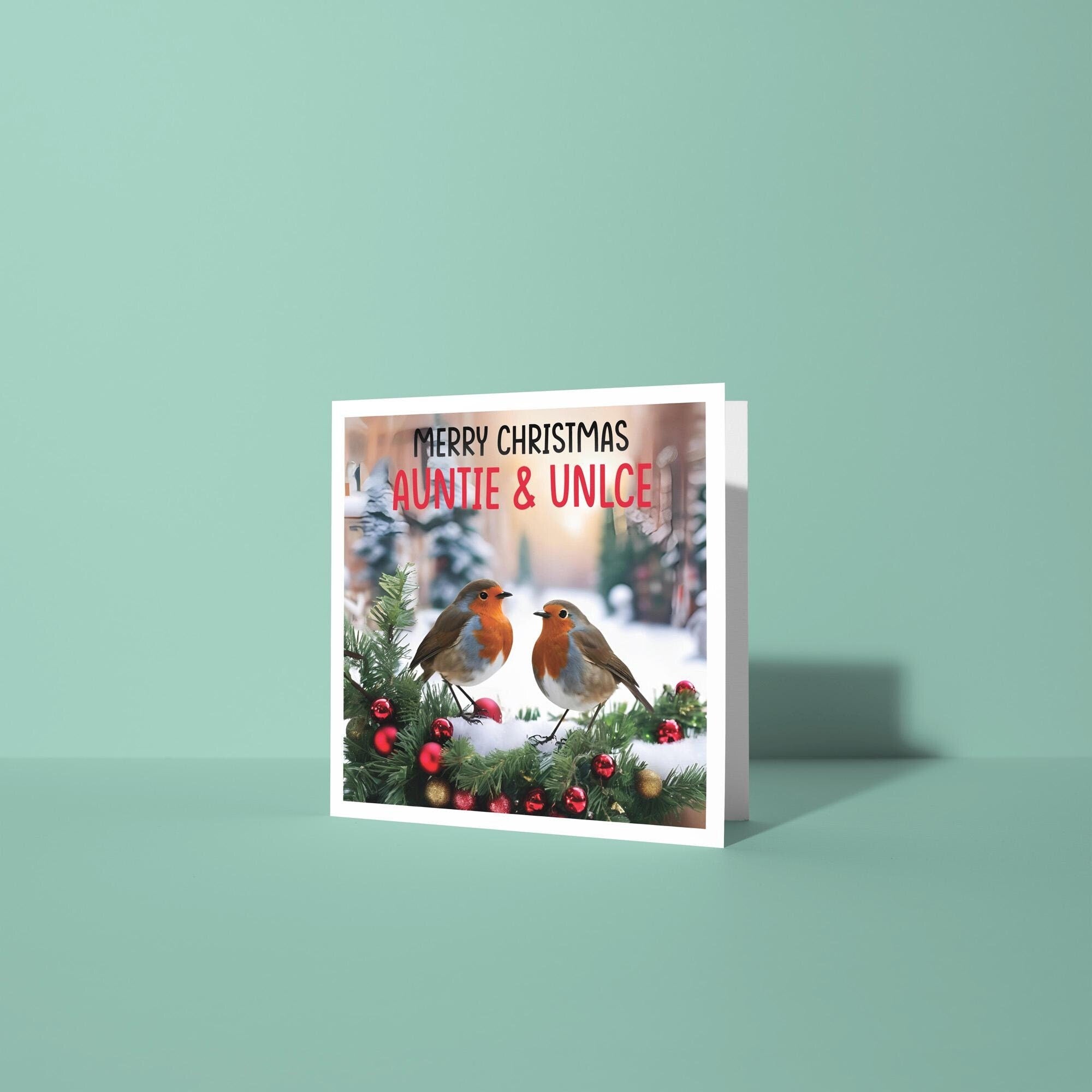 Auntie and Uncle Robin Scenes - Christmas Card for Auntie & Uncle