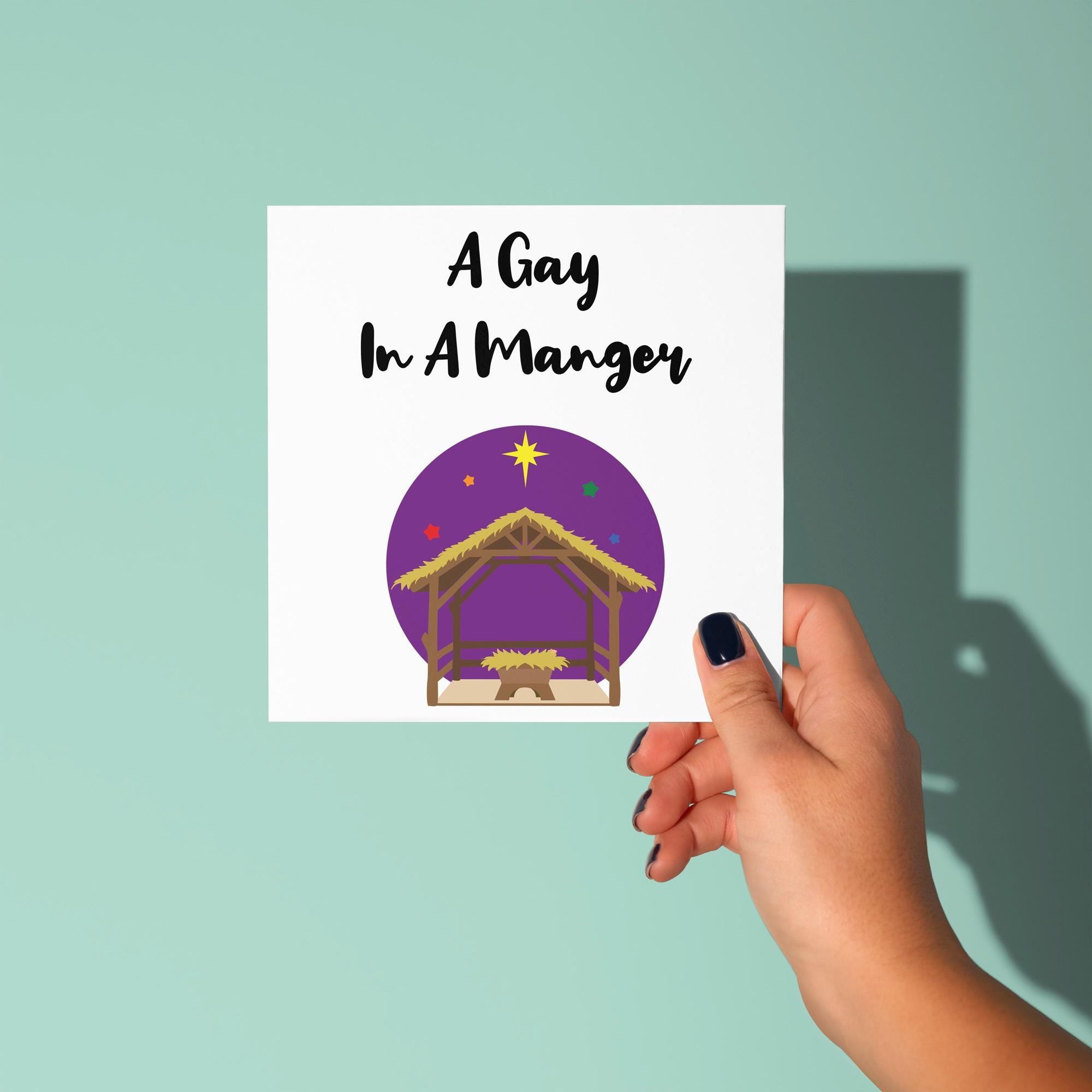 A Gay In A Manger - LGTBQ Christmas Card