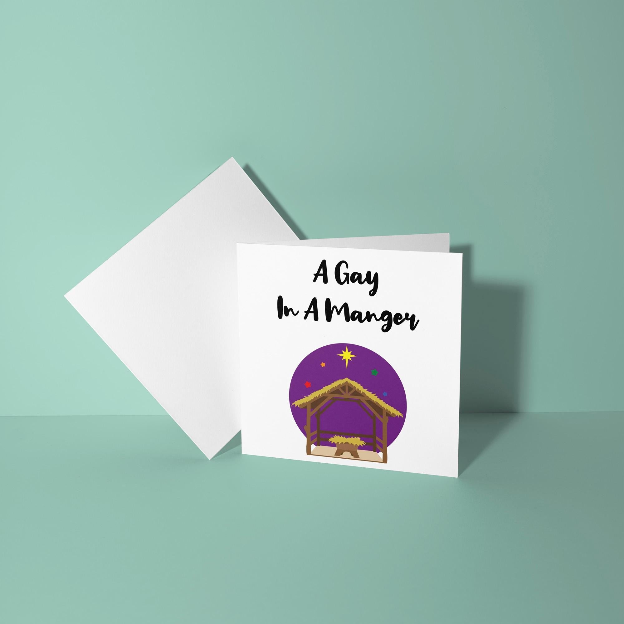 A Gay In A Manger - LGTBQ Christmas Card
