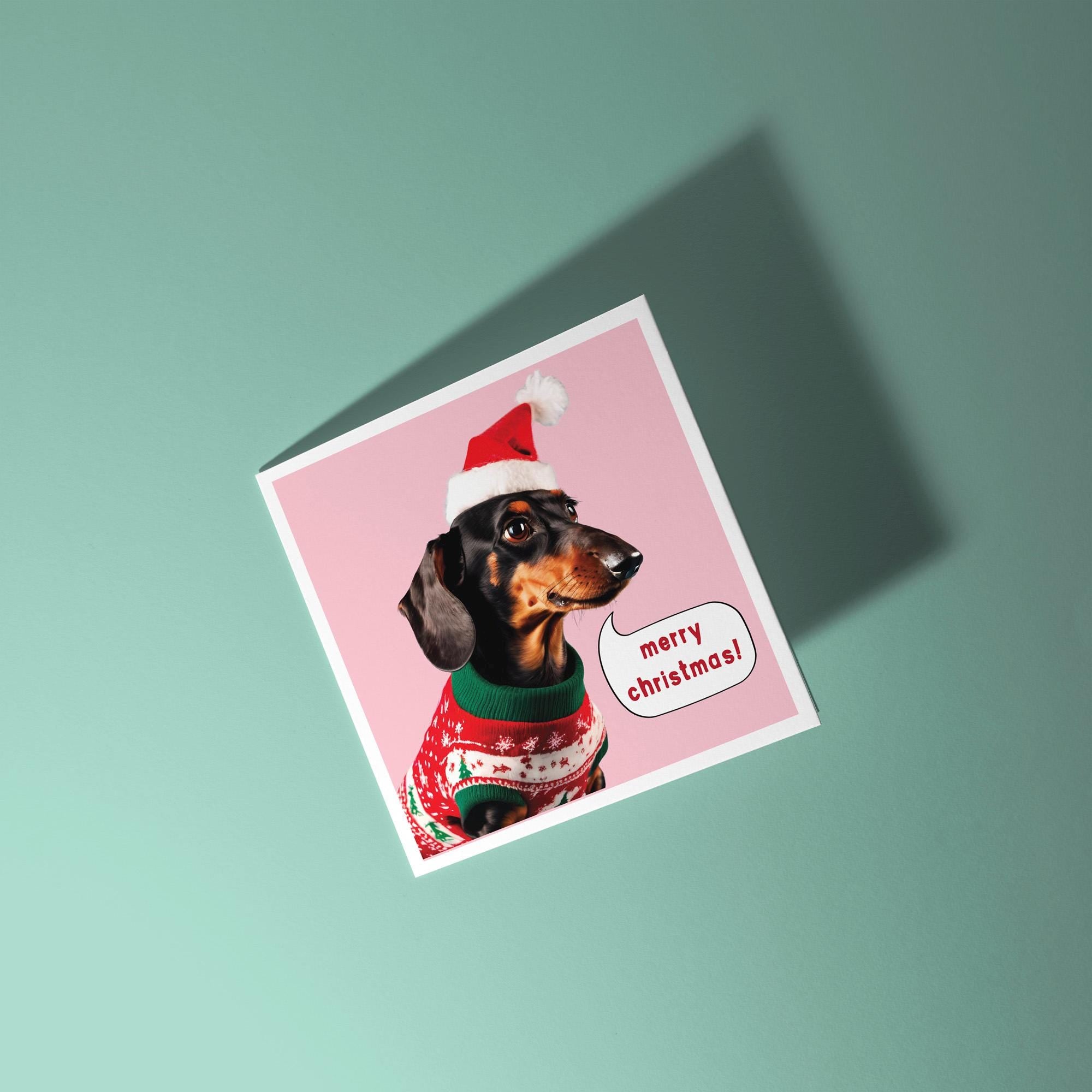 Sausage Dog Merry Christmas - Christmas Card