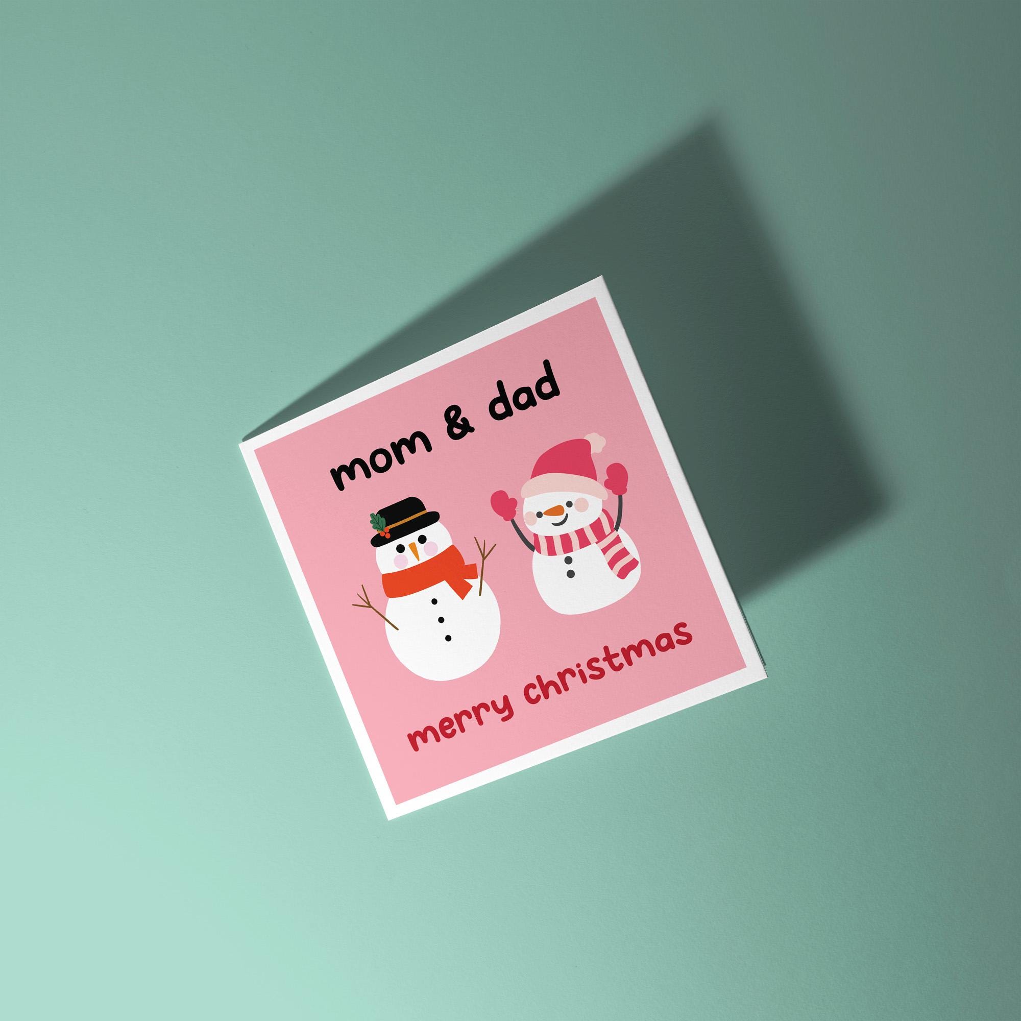 Mom and Dad Snowmen - Christmas Card for Parents