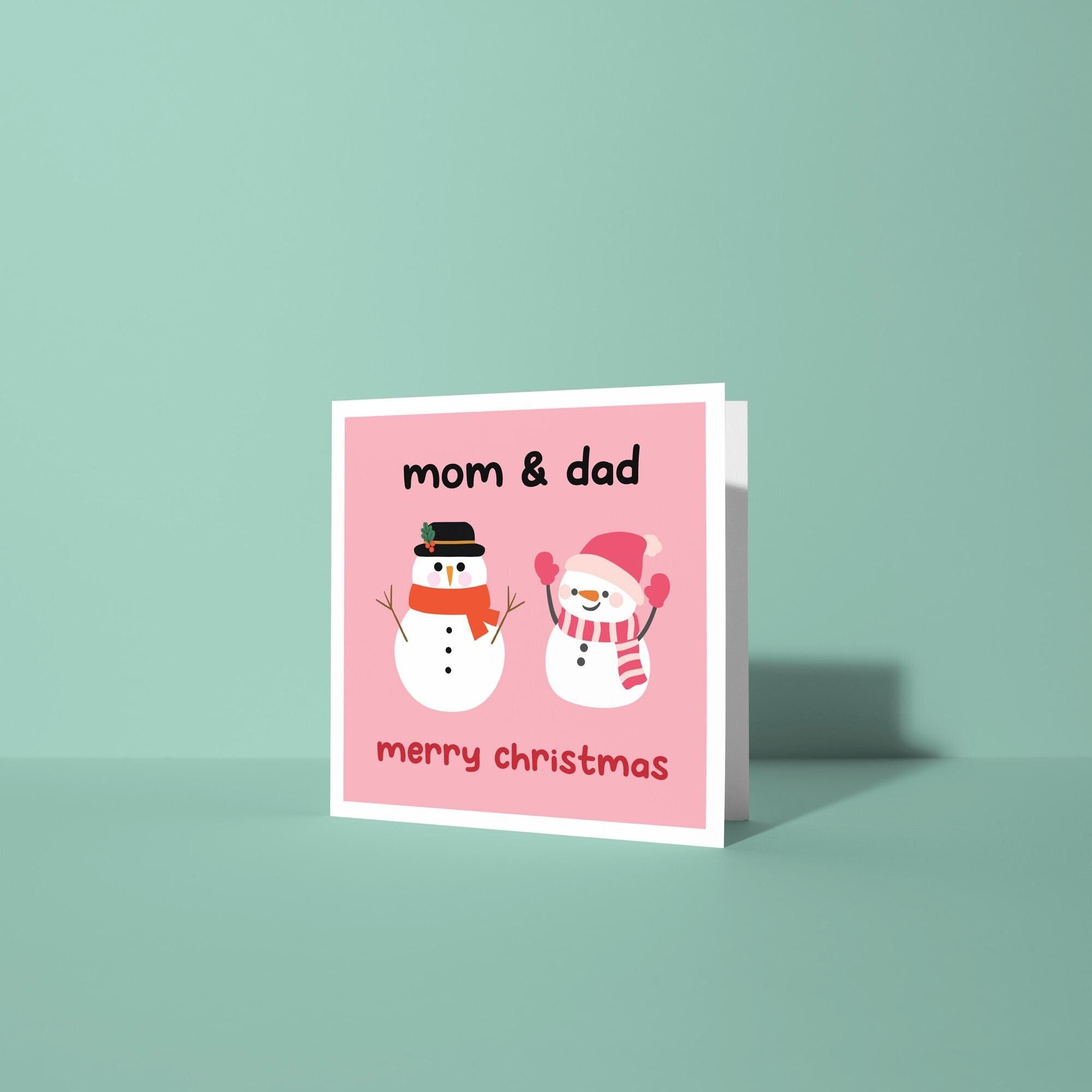 Mom and Dad Snowmen - Christmas Card for Parents