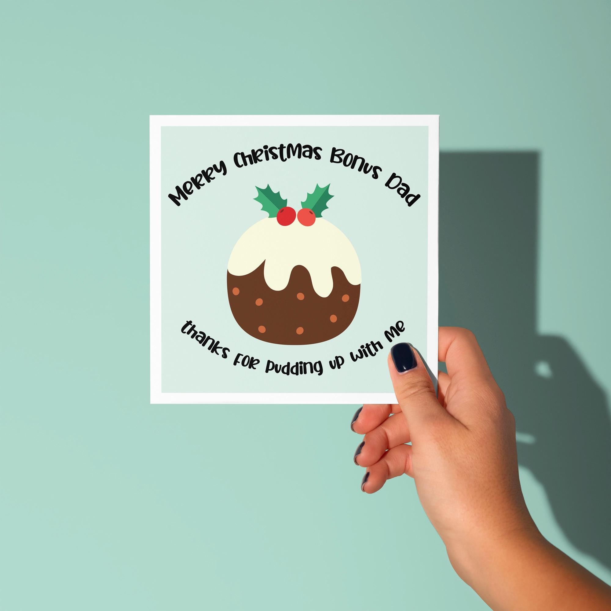 Merry Christmas Bonus Dad - Christmas Card for Step Dad