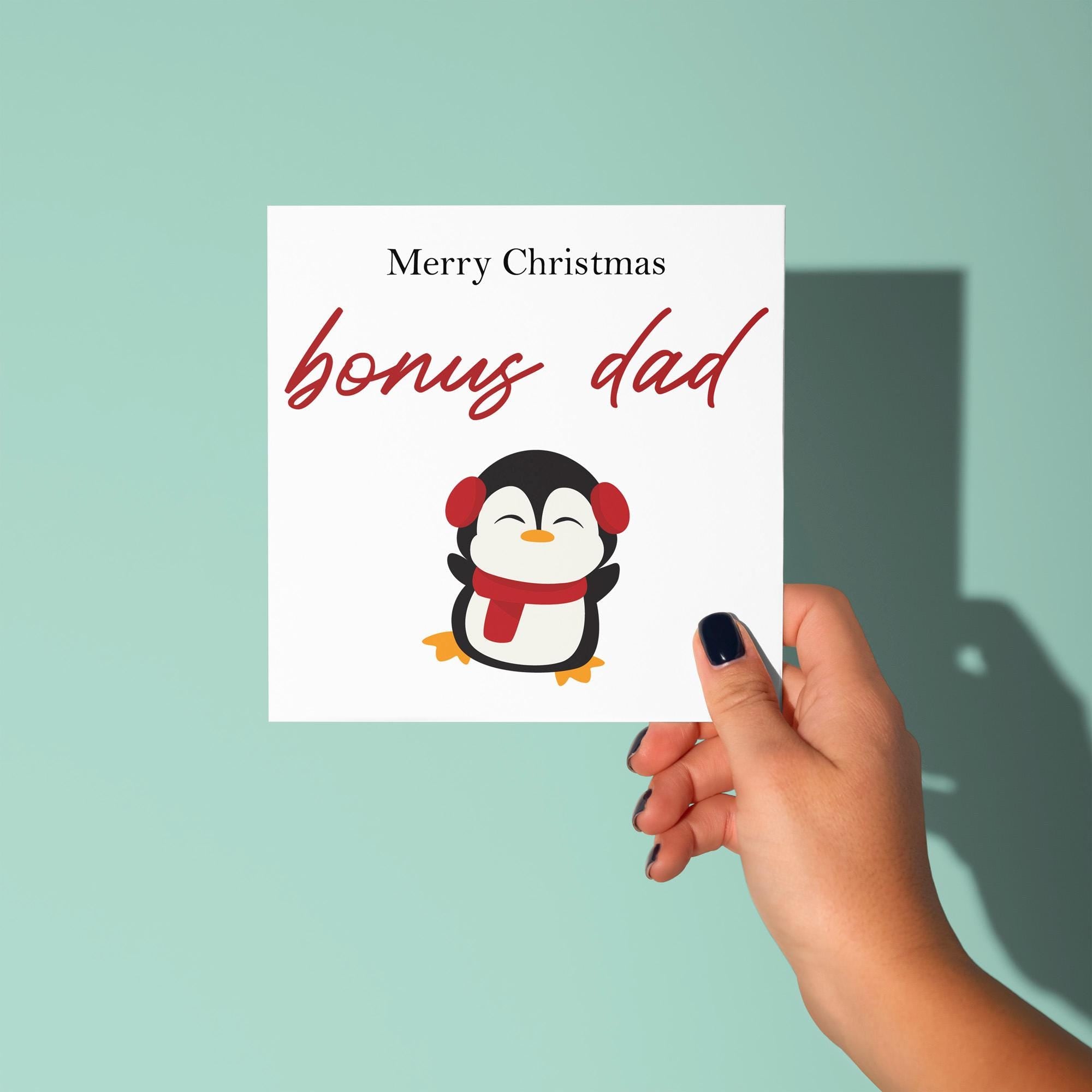 Merry Christmas Bonus Dad - Christmas Card for Step Dad