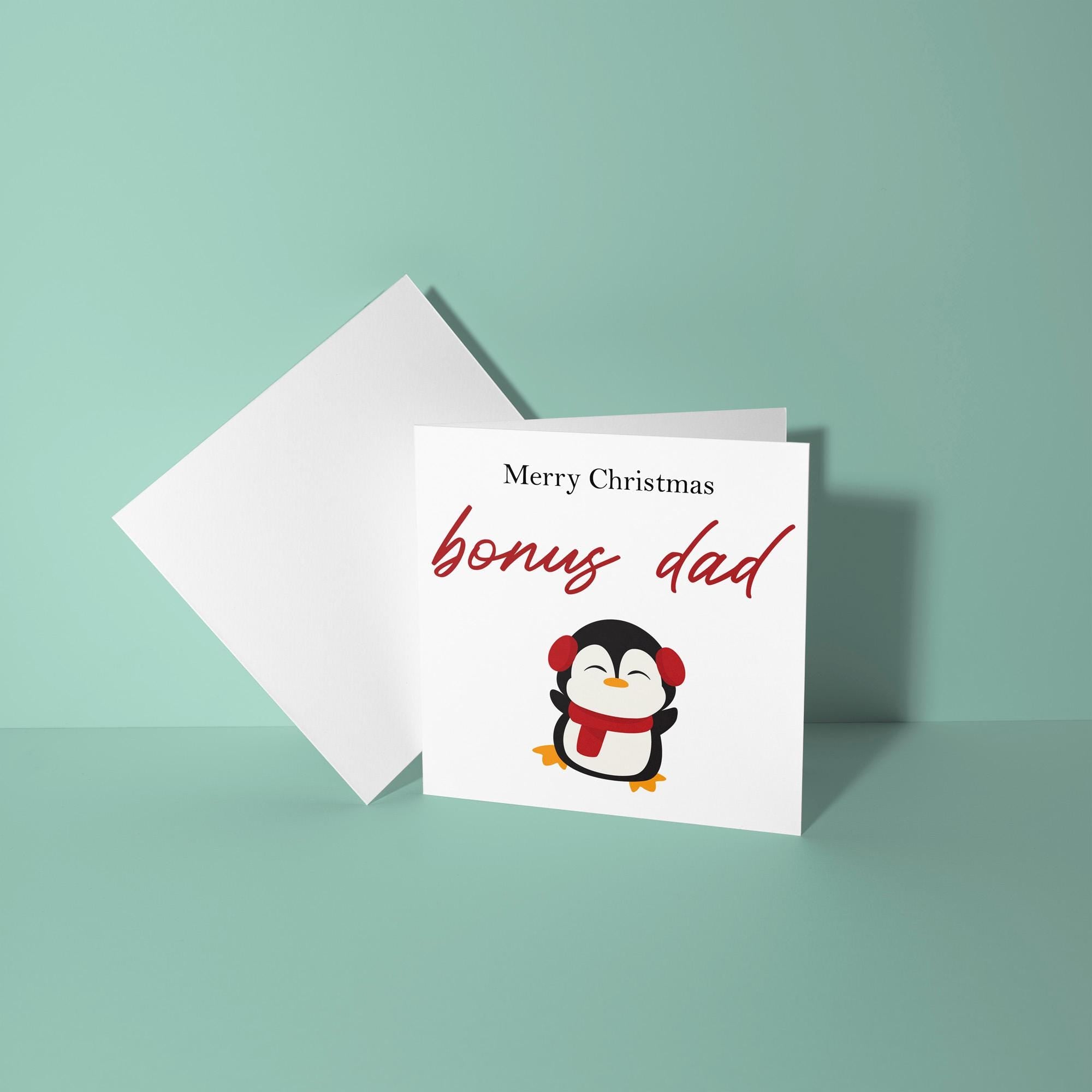 Merry Christmas Bonus Dad - Christmas Card for Step Dad