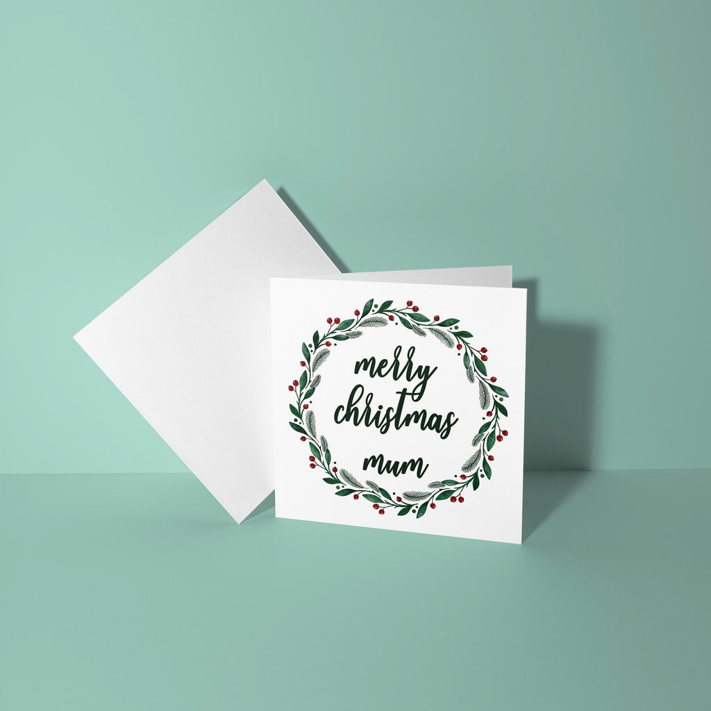 Merry Christmas Mum Wreath - Christmas Card for Mom