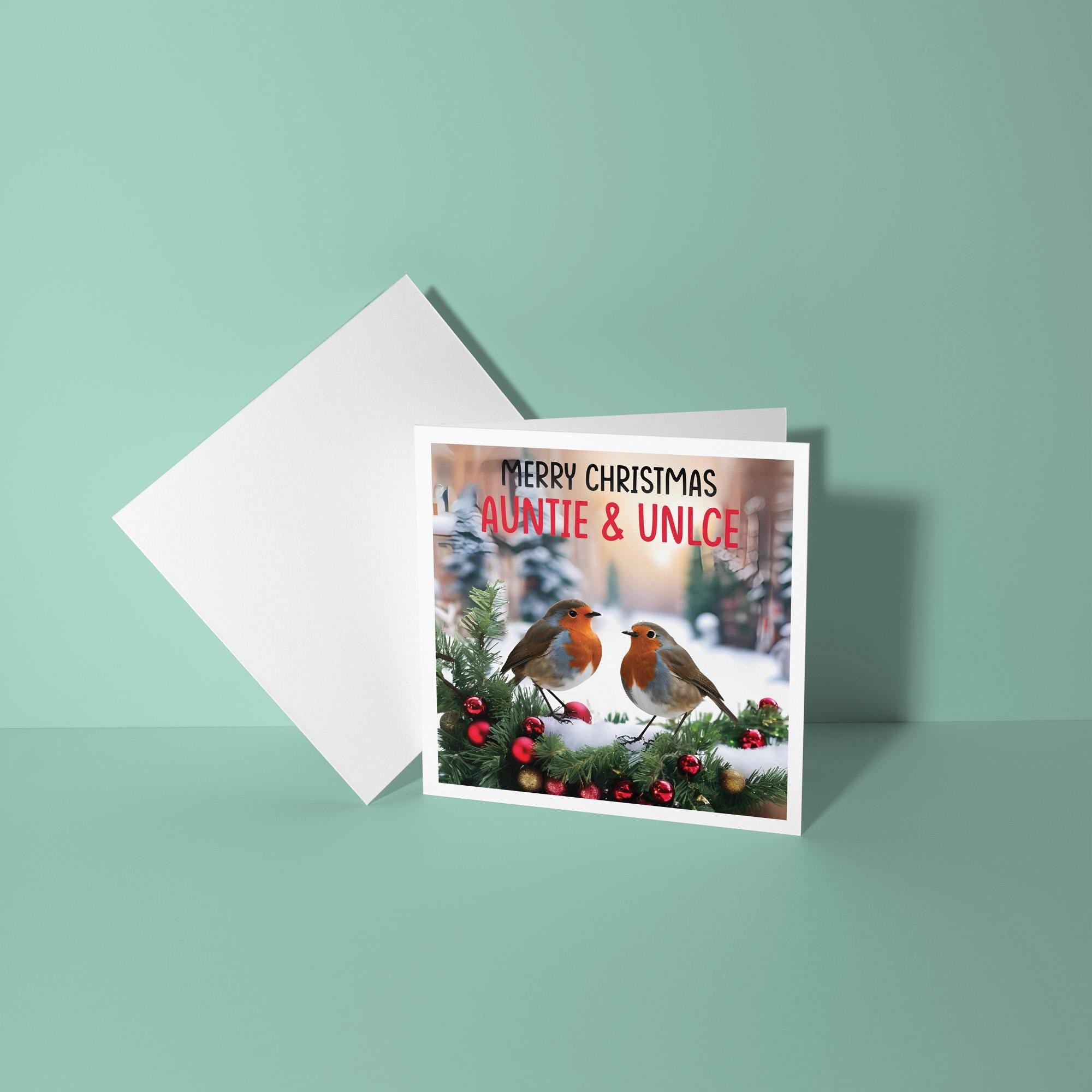 Auntie and Uncle Robin Scenes - Christmas Card for Auntie & Uncle