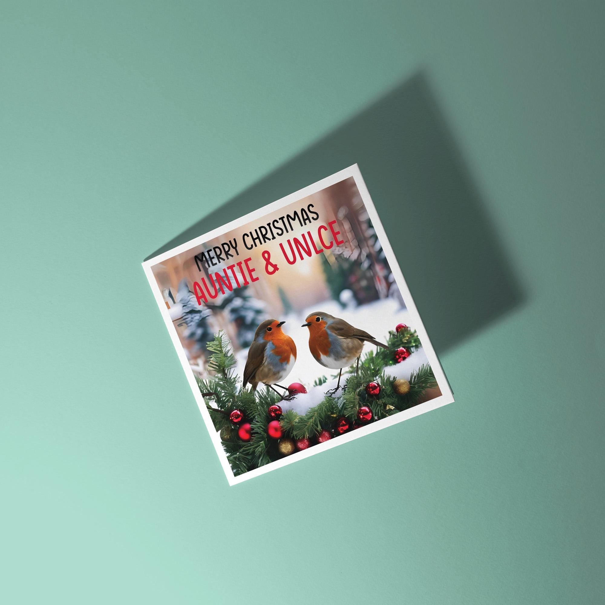 Auntie and Uncle Robin Scenes - Christmas Card for Auntie & Uncle