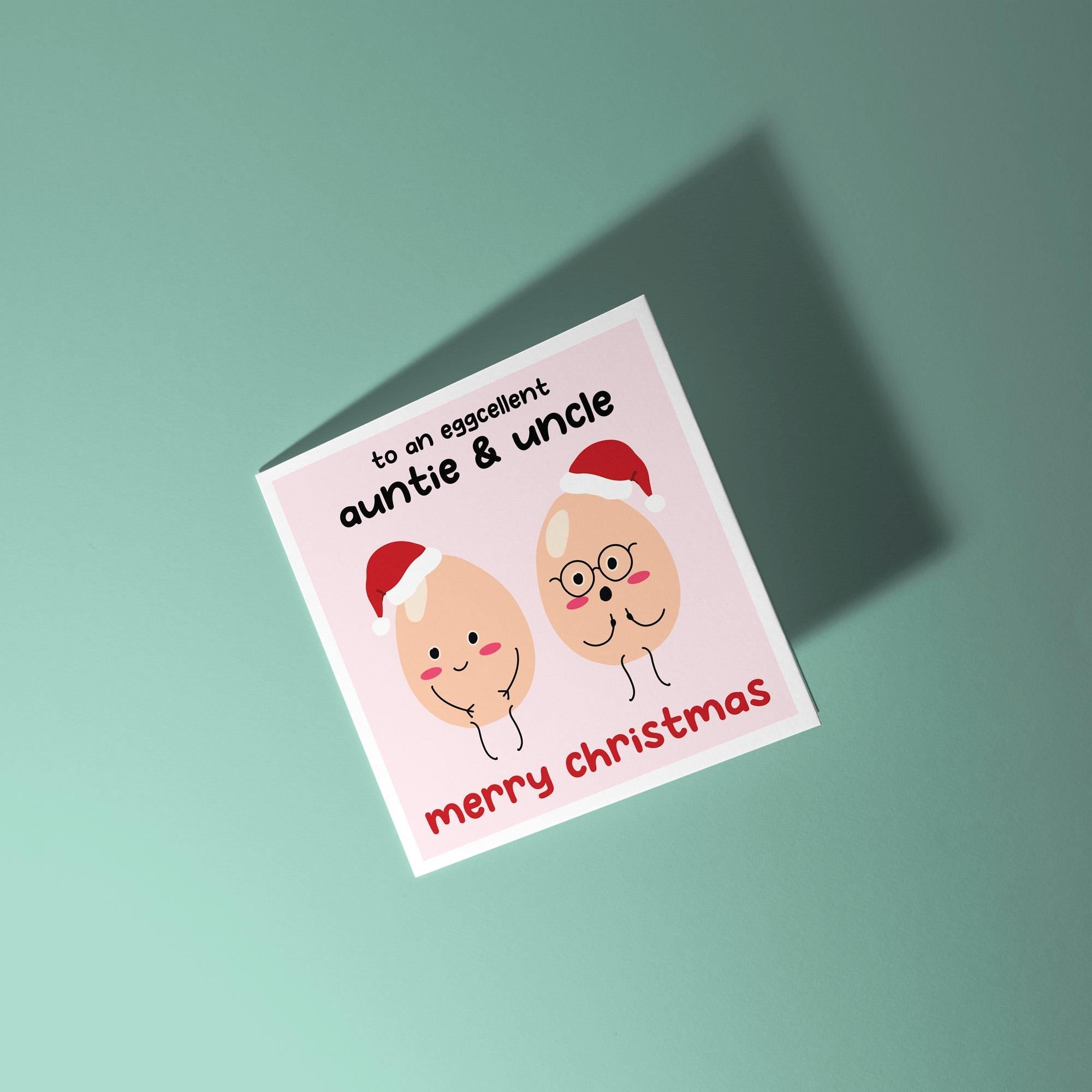 Auntie and Uncle Egg Cellent Christmas - Christmas Card for Auntie & Uncle