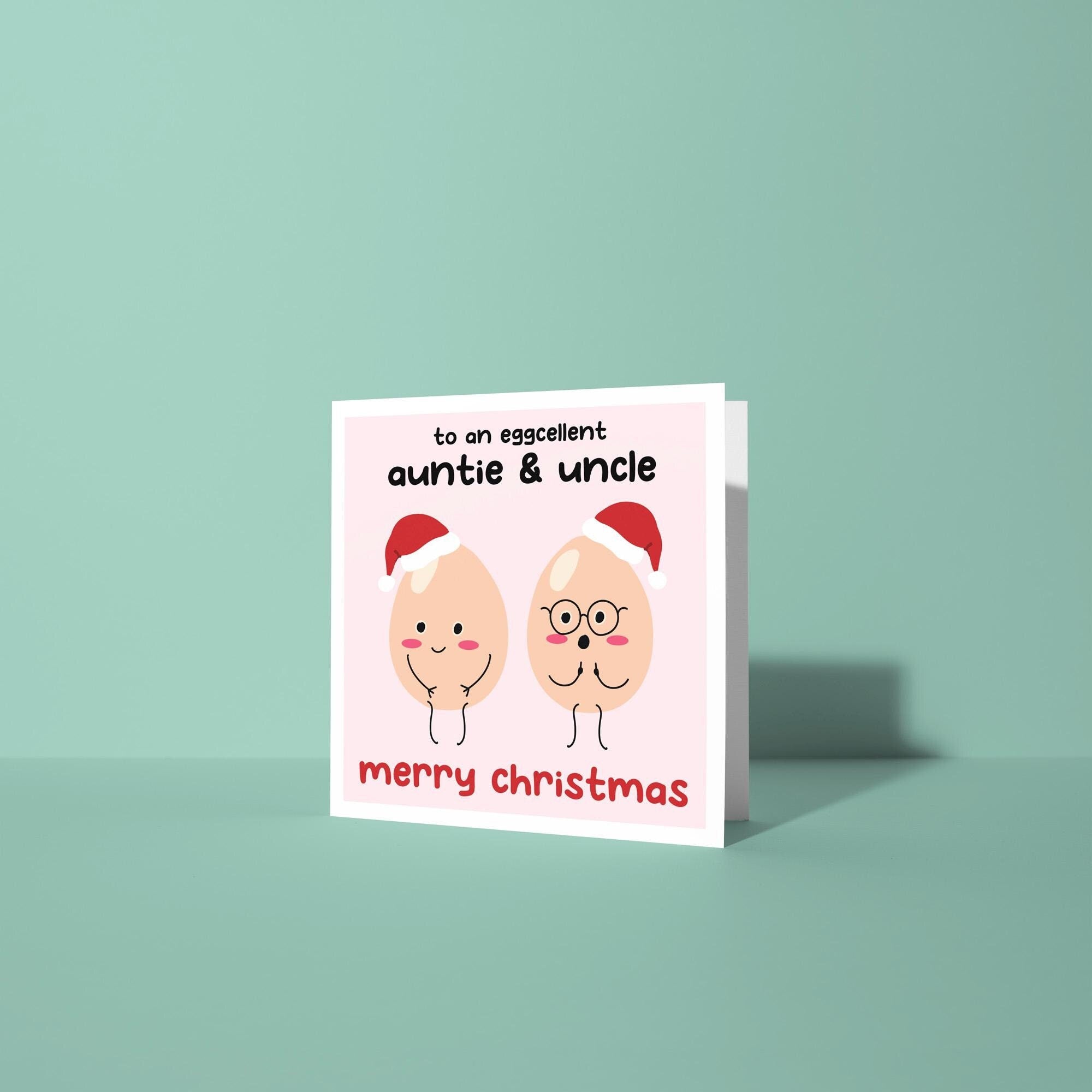 Auntie and Uncle Egg Cellent Christmas - Christmas Card for Auntie & Uncle